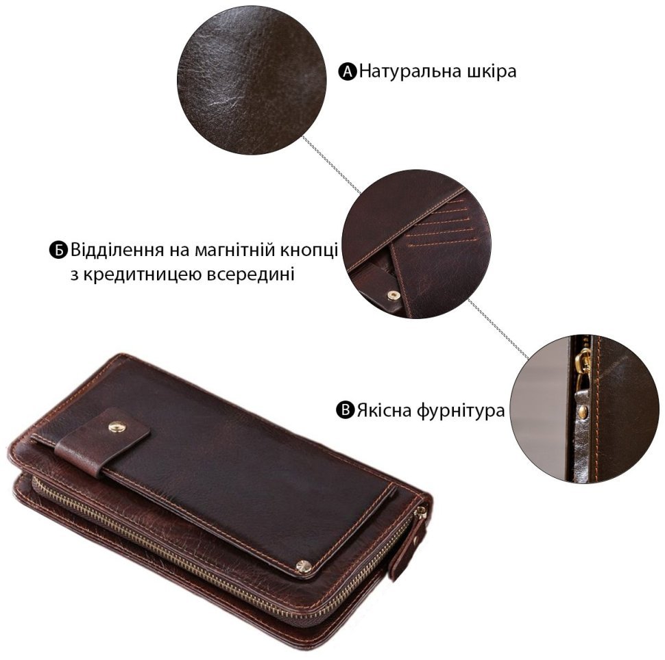 Оригінальний чоловічий гаманець - клатч коричневого кольору VINTAGE STYLE (14193) фото №12 Оригінальний чоловічий гаманець - клатч коричневого кольору VINTAGE STYLE (14193) modnotak фото №12