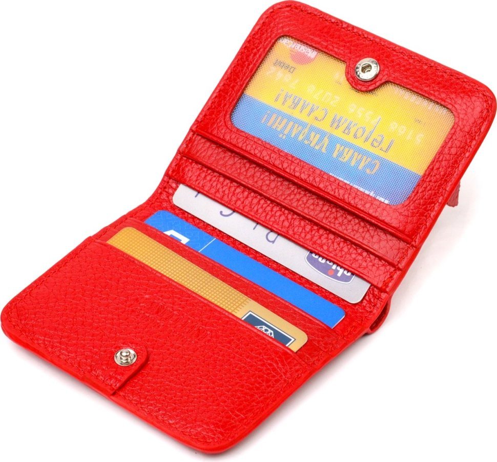 Червоний жіночий гаманець невеликого розміру з натуральної шкіри CANPELLINI (2421803)