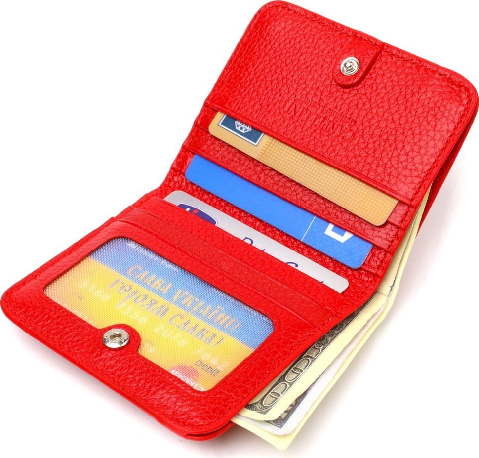 Червоний жіночий гаманець невеликого розміру з натуральної шкіри CANPELLINI (2421803)