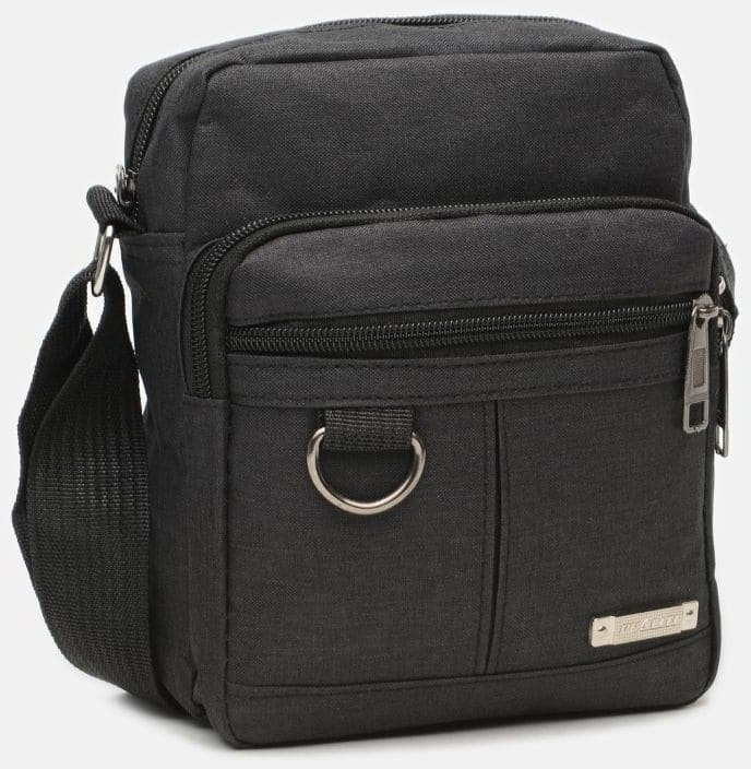 Недорога чоловіча текстильна сумка на плече в чорному кольорі Monsen (21932)