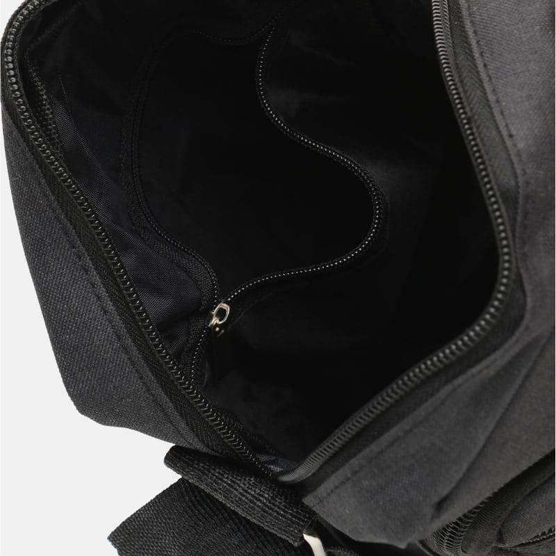 Недорогая мужская текстильная сумка на плечо в черном цвете Monsen (21932)