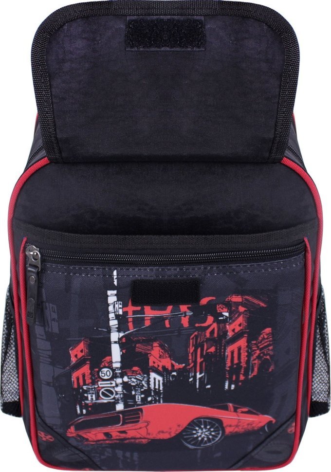 Чорний шкільний рюкзак для хлопчиків з принтом автомобіля Bagland (53767)
