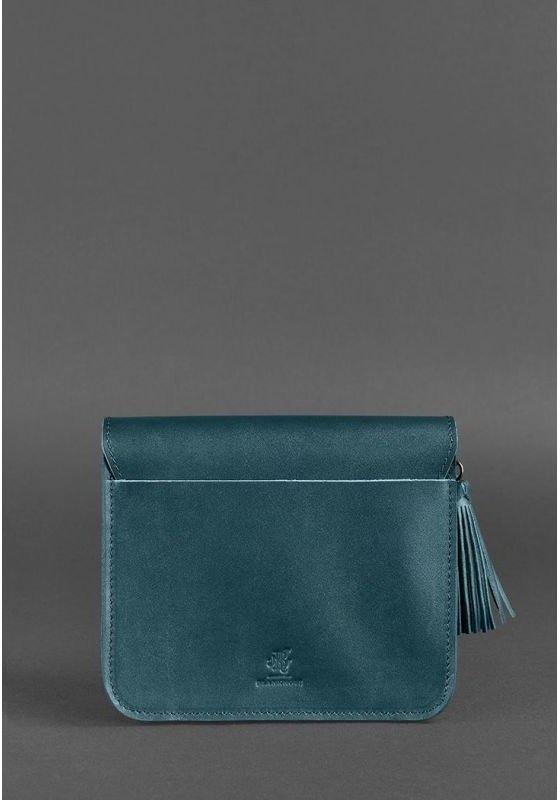 Темно-зеленая бохо-сумка из гладкой кожи с замком на BlankNote Лилу (12735)