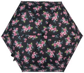 Женский зонт Fulton L553 Superslim-2 Regal Rose (механика, складной, черный с цветочным принтом) 93967