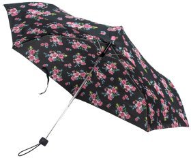 Женский зонт Fulton L553 Superslim-2 Regal Rose (механика, складной, черный с цветочным принтом) 93967