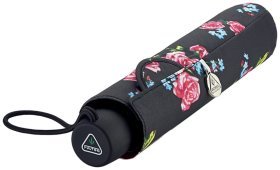 Женский зонт Fulton L553 Superslim-2 Regal Rose (механика, складной, черный с цветочным принтом) 93967