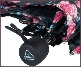 Женский зонт Fulton L553 Superslim-2 Regal Rose (механика, складной, черный с цветочным принтом) 93967
