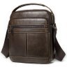 Кожаная средняя мужская сумка-барсетка коричневого цвета на два отделения Vintage (20341) - 1