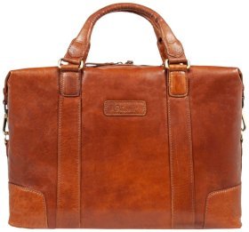 Деловая сумка для ноутбука до 15" из натуральной кожи для мужчин Ashwood G34 рыжего цвета 94167