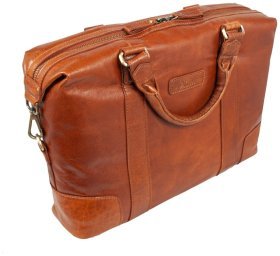 Деловая сумка для ноутбука до 15" из натуральной кожи для мужчин Ashwood G34 рыжего цвета 94167