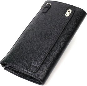 Якісний шкіряний чоловічий клатч чорного кольору BOND 2422050