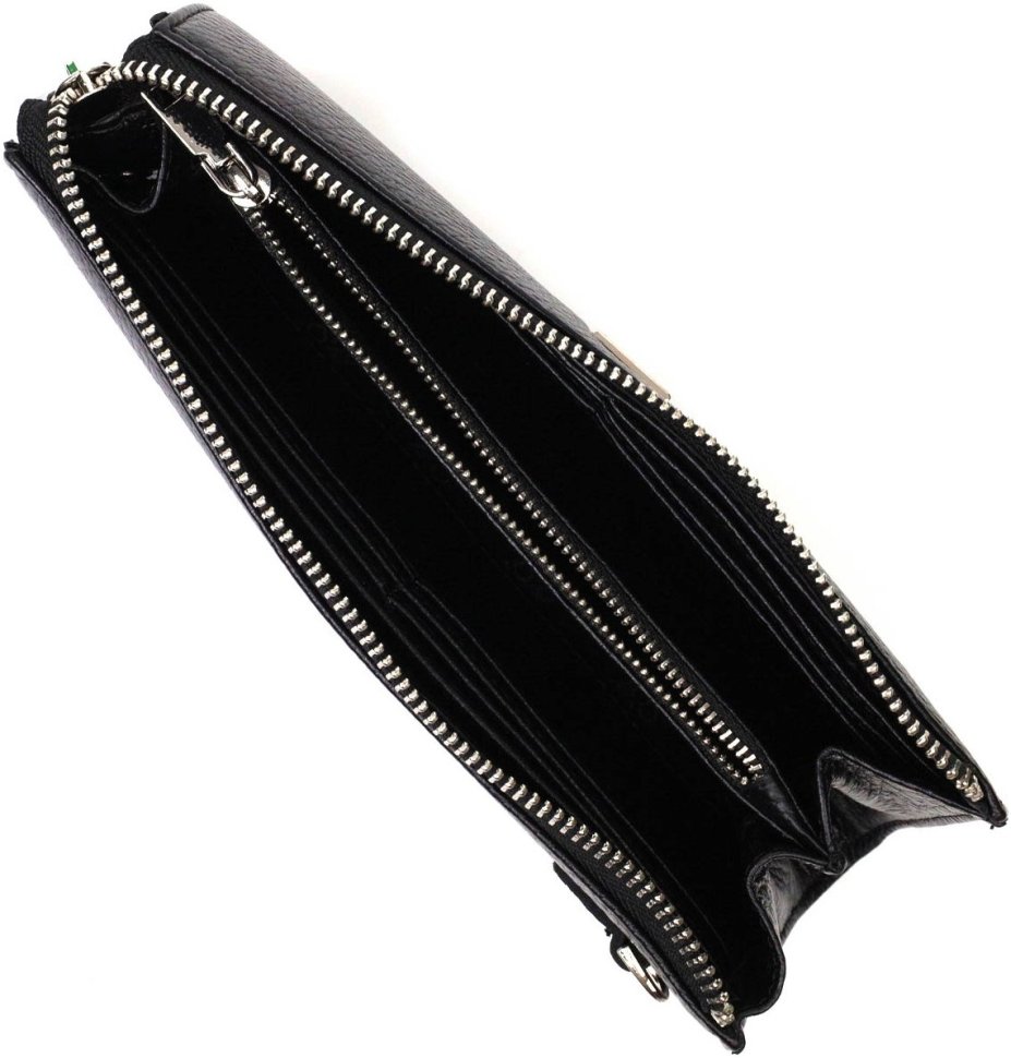 Качественный кожаный мужской клатч черного цвета BOND 2422050