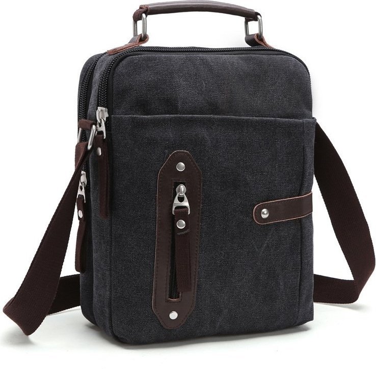 Чорна барсетка вертикального типу з текстилю Vintage (20079) modnotak фото №1