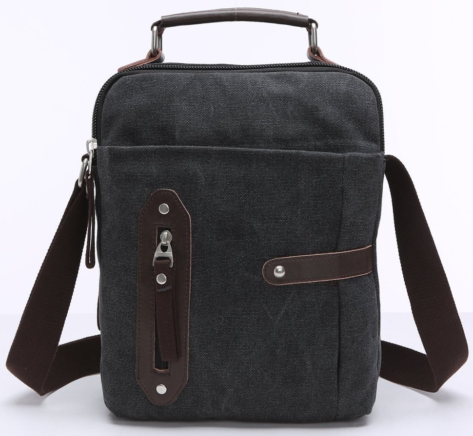 Чорна барсетка вертикального типу з текстилю Vintage (20079) modnotak фото №2