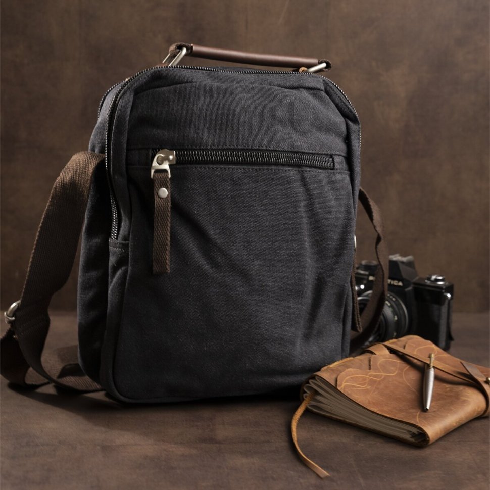 Чорна барсетка вертикального типу з текстилю Vintage (20079) modnotak фото №9