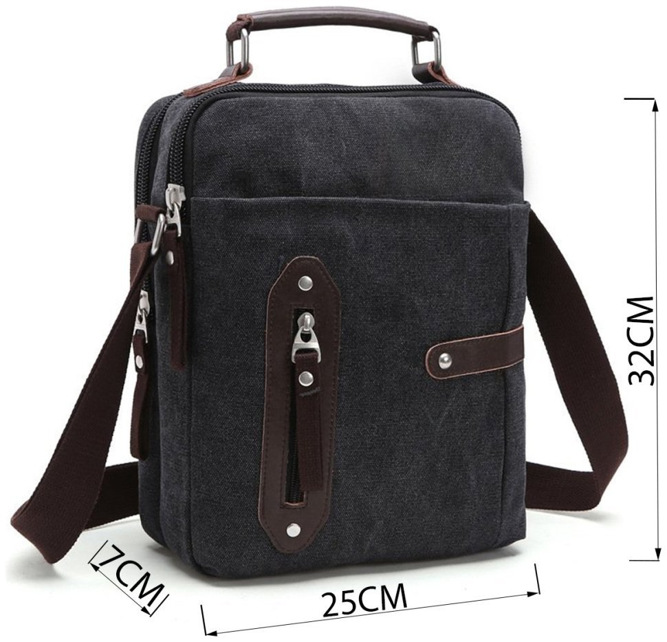 Чорна барсетка вертикального типу з текстилю Vintage (20079) modnotak фото №10