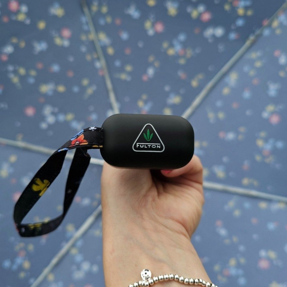 Женский складной зонт Fulton L501-041604 Tiny-2 Buttercup Sprig (Компактный, черный с рисунком веточки лютика, механика) 94367 modnotak фото №6