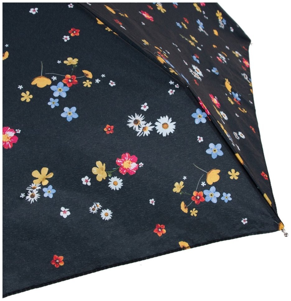 Женский складной зонт Fulton L501-041604 Tiny-2 Buttercup Sprig (Компактный, черный с рисунком веточки лютика, механика) 94367 modnotak фото №12