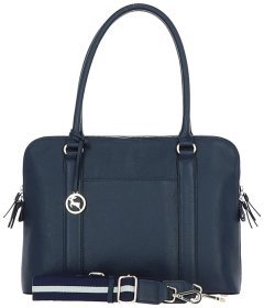 Сумка женская кожаная с длинными ручками и плечевым ремнем Ashwood 94467 синяя