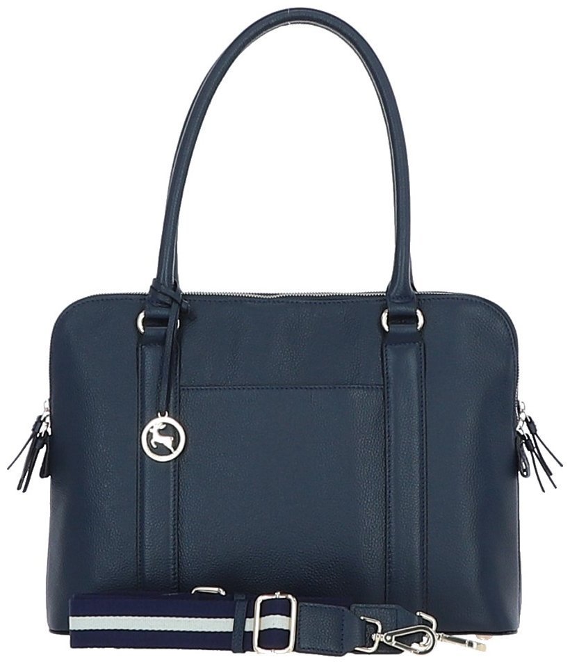 Сумка женская кожаная с длинными ручками и плечевым ремнем Ashwood 94467 синяя modnotak фото №1