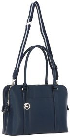 Сумка женская кожаная с длинными ручками и плечевым ремнем Ashwood 94467 синяя