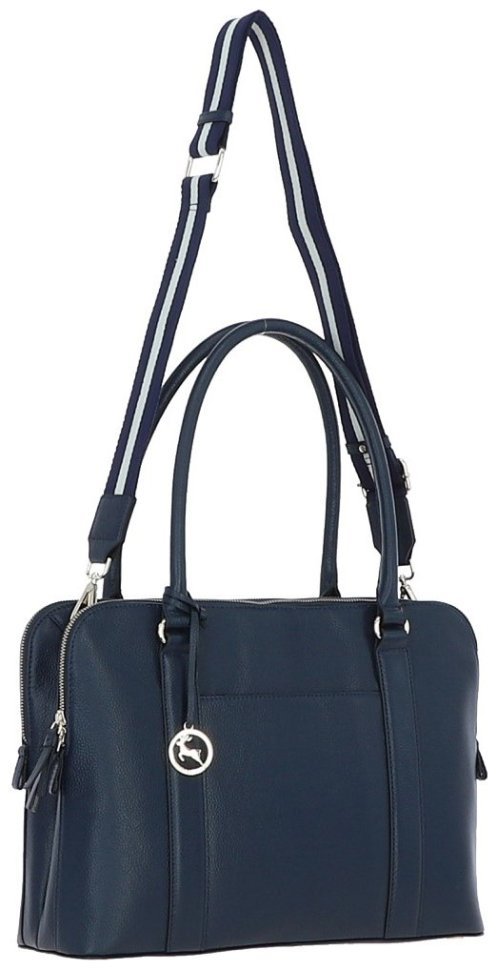 Сумка женская кожаная с длинными ручками и плечевым ремнем Ashwood 94467 синяя modnotak фото №2