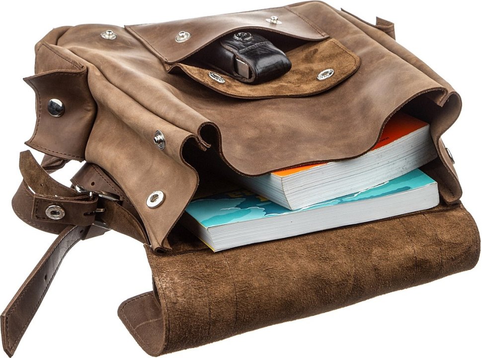 Коричневый рюкзак из винтажной кожи крейзи хорс с клапаном SHVIGEL (13948)