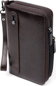 Коричневый мужской клатч из натуральной кожи на два отделения KARYA (2420853)
