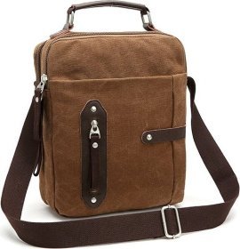Практична чоловіча сумка коричневого кольору з текстилю Vintage (20155)