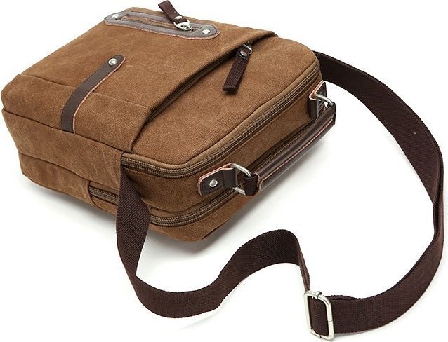 Практичная мужская сумка коричневого цвета из текстиля Vintage (20155)