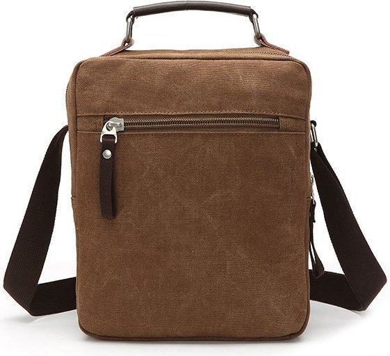 Практична чоловіча сумка коричневого кольору з текстилю Vintage (20155)