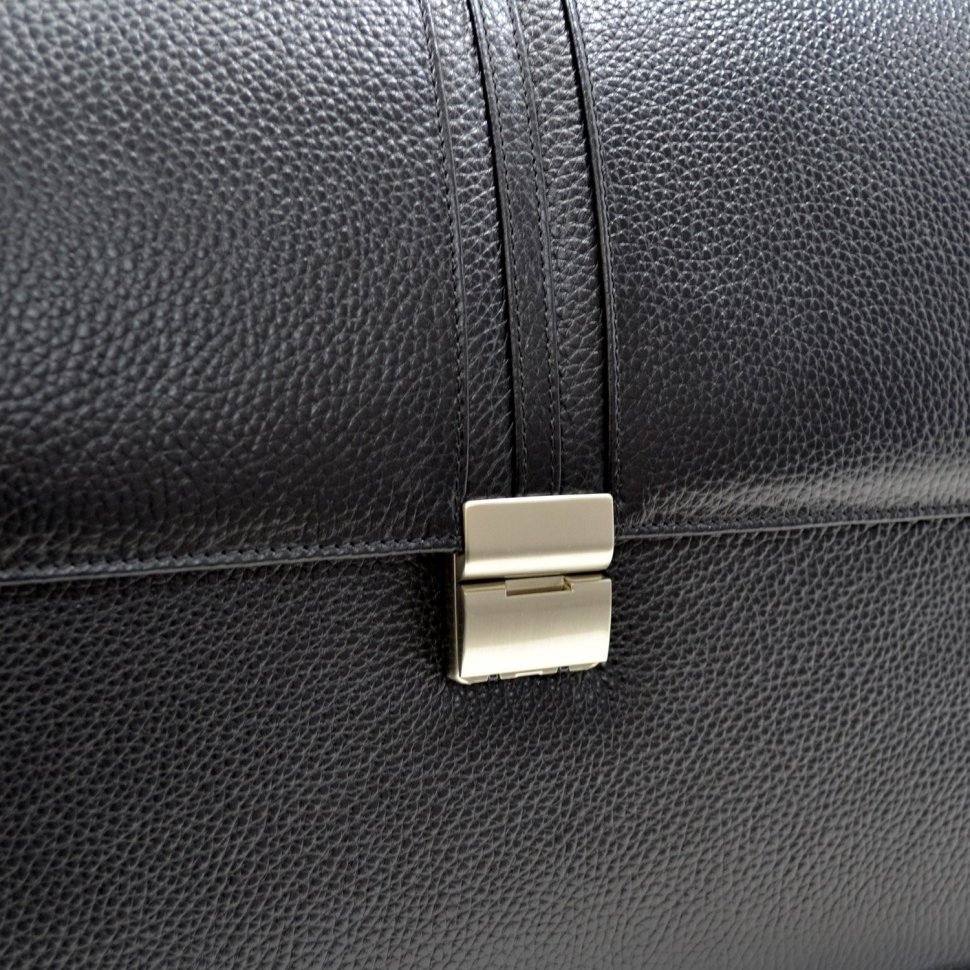 Зручний портфель чорного кольору з натуральної шкіри Desisan (317-011)