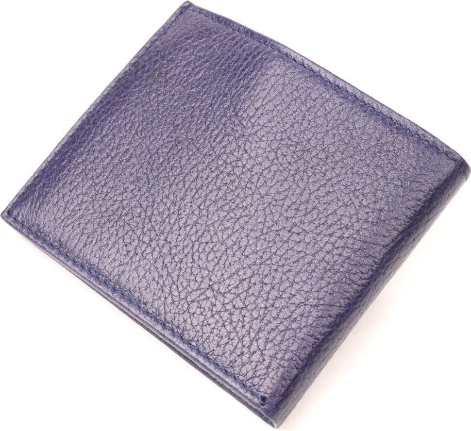 Синій чоловічий гаманець із зернистої шкіри на кнопці KARYA (2421053)