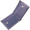 Синій чоловічий гаманець із зернистої шкіри на кнопці KARYA (2421053) - 4