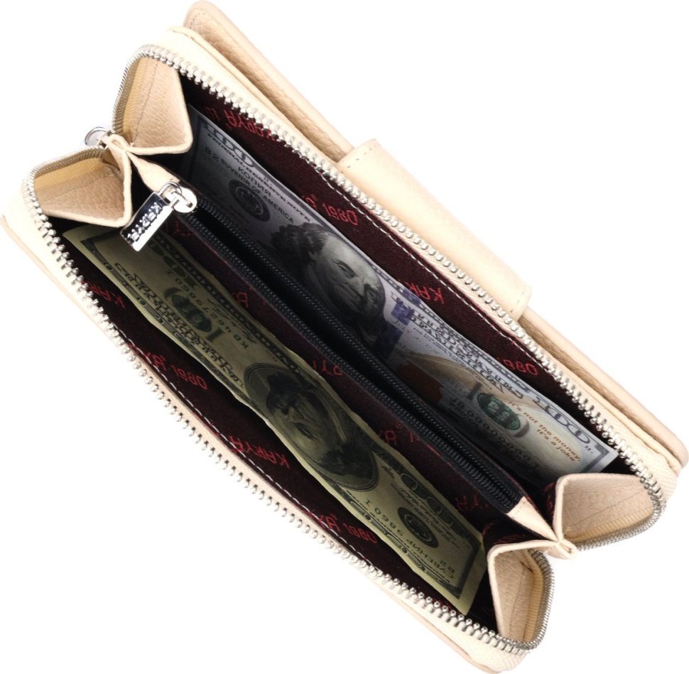 Світло-бежевий місткий жіночий гаманець з натуральної шкіри KARYA (2421153)