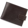 Кожаный мужской кошелек темно-коричневого цвета на кнопке KARYA (21039) - 1