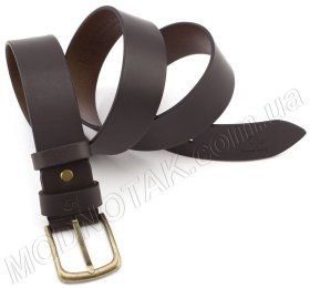 Кожаный ремень под джинсы с золотистой пряжкой Grande Pelle (40355)