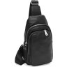 Мужской кожаный слинг-рюкзак среднего размера в черном цвете Ricco Grande (21421) - 1