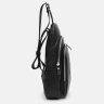 Мужской кожаный слинг-рюкзак среднего размера в черном цвете Ricco Grande (21421) - 4