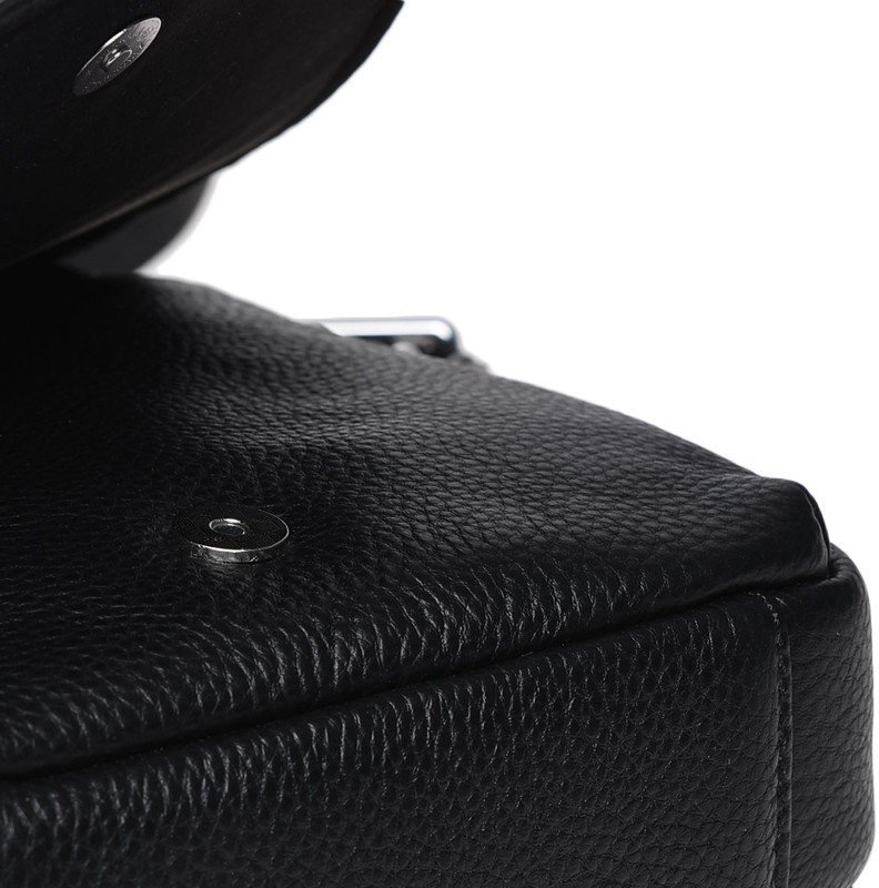 Чоловіча сумка-планшет з добротної шкіри чорного кольору на металевій блискавці Ricco Grande (19257)