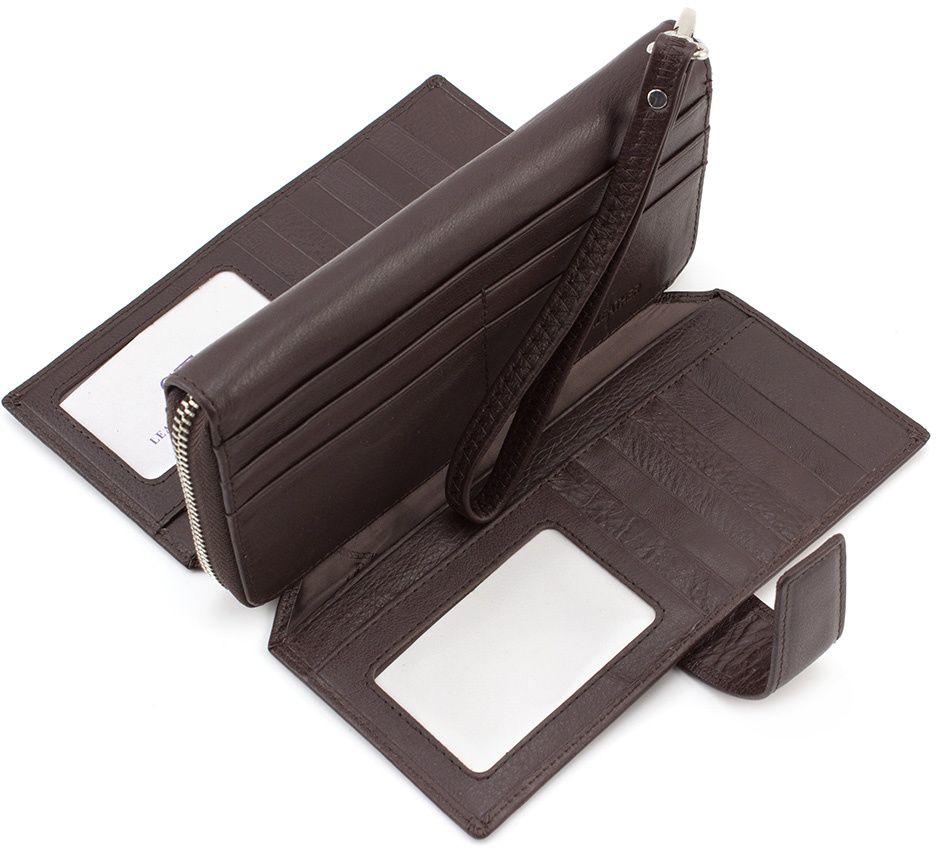 Коричневий місткий гаманець з блоком для карт ST Leather (18849)