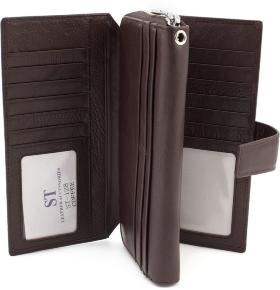 Коричневый вместительный кошелек с блоком для карт ST Leather (18849) - 2