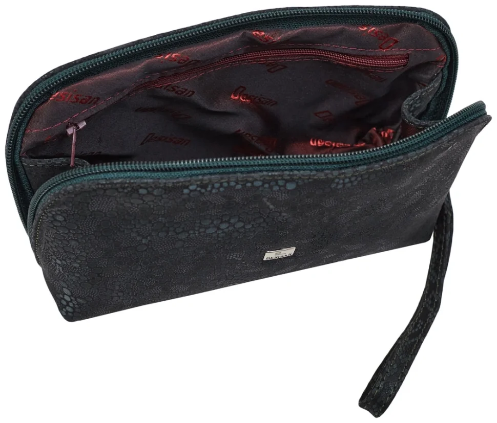 Женская косметичка из качественной зернистой кожи Desisan 106767 зеленого цвета modnotak фото №2