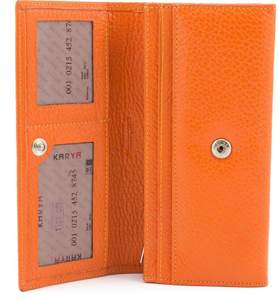 Тонкий оранжевый кошелек из натуральной кожи KARYA (16181)