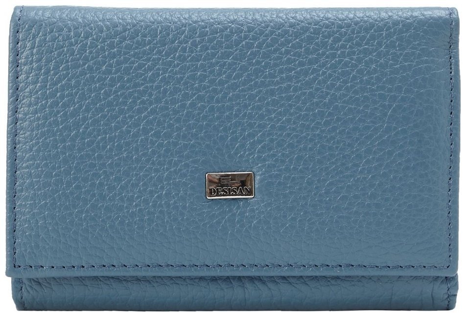 Женский кошелек из фактурной кожи с монетницей на кнопке Desisan 107067 голубого цвета фото №1 Женский кошелек из фактурной кожи с монетницей на кнопке Desisan 107067 голубого цвета modnotak фото №1