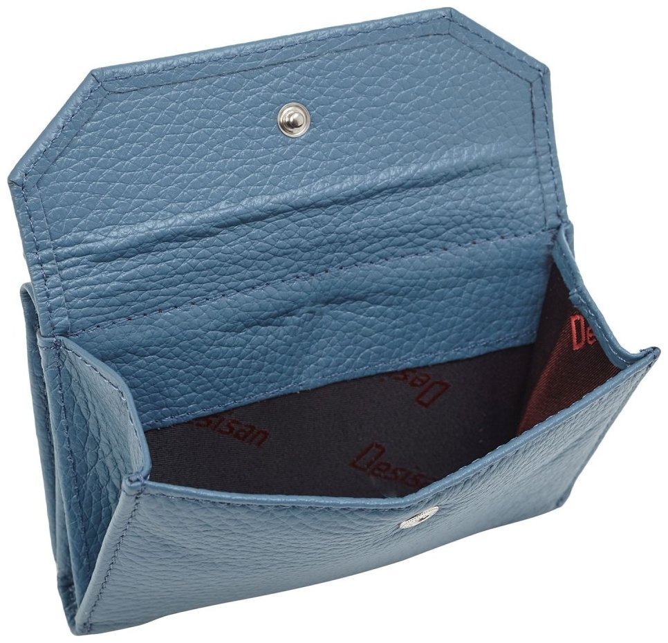 Женский кошелек из фактурной кожи с монетницей на кнопке Desisan 107067 голубого цвета фото №3 Женский кошелек из фактурной кожи с монетницей на кнопке Desisan 107067 голубого цвета modnotak фото №3
