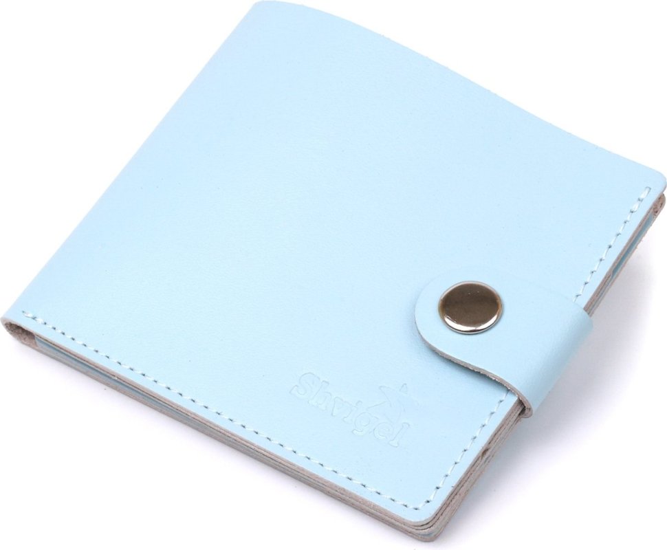 Голубой женский кошелек из гладкой кожи без монетницы Shvigel (2416470)
