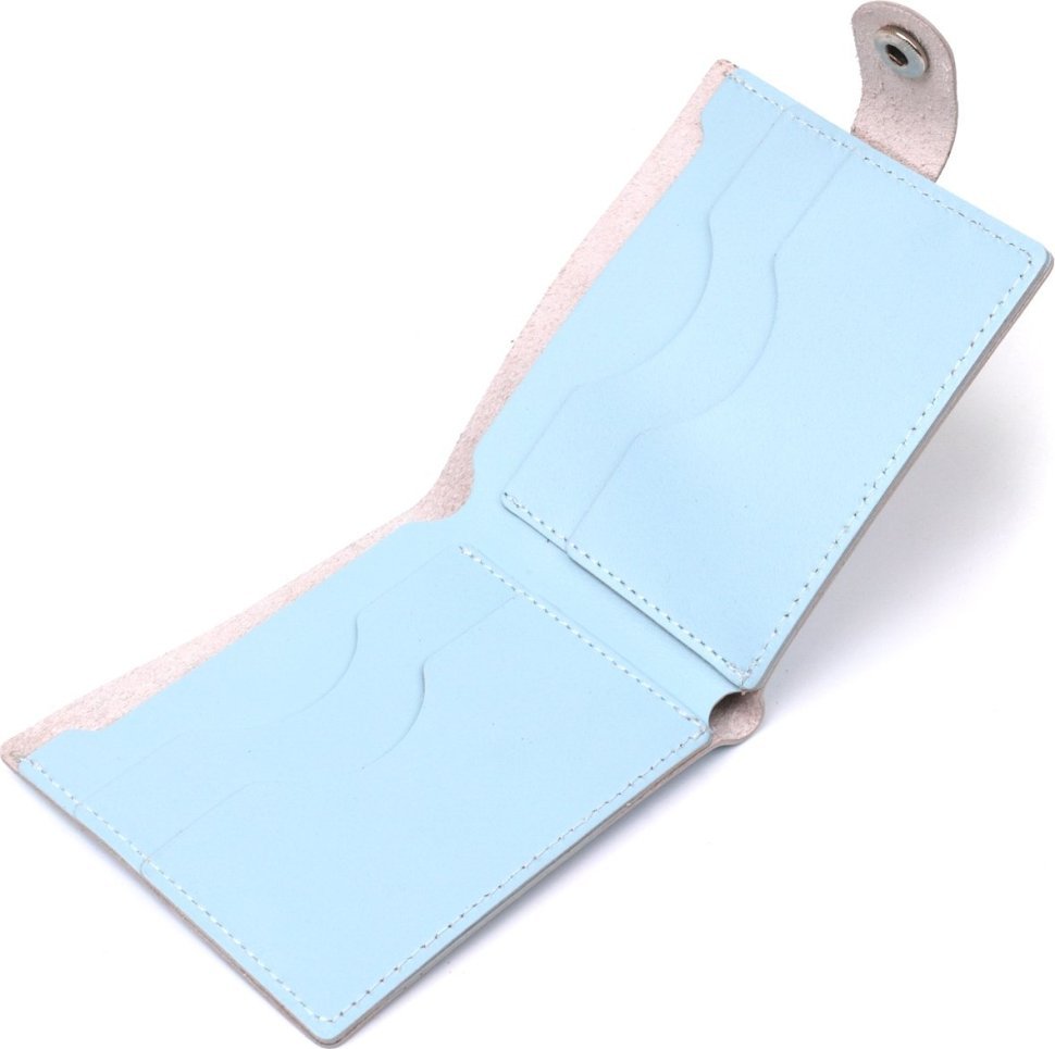 Голубой женский кошелек из гладкой кожи без монетницы Shvigel (2416470)