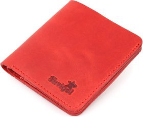 Червоний жіночий гаманець з натуральної шкіри у вінтажному стилі із застібкою Shvigel (2416602)