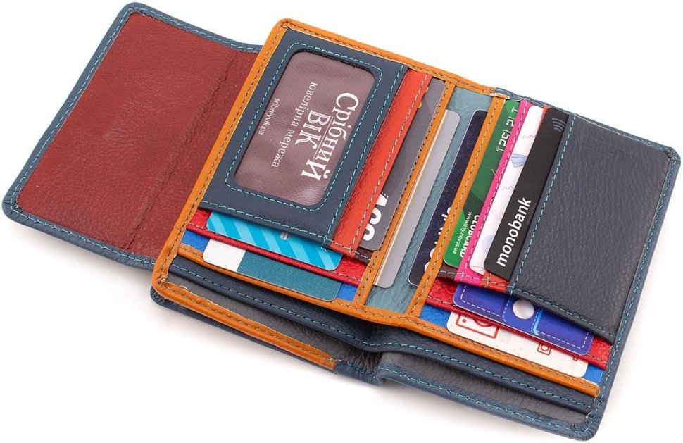 Шкіряний жіночий гаманець середнього розміру в синьому кольорі ST Leather 1767267